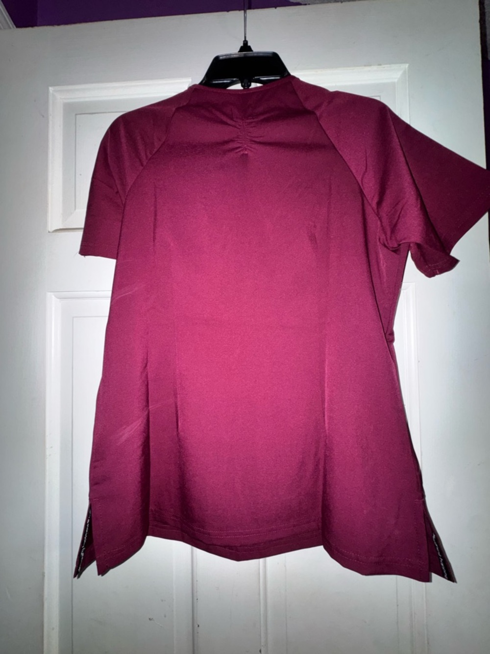 Koi Lite Women's Short Sleeve Scrub Top in Wine - Picture 9 of 11